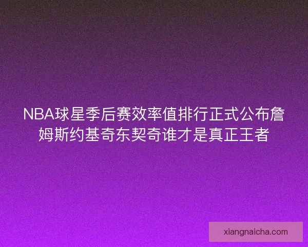 NBA球星季后赛效率值排行正式公布詹姆斯约基奇东契奇谁才是真正王者